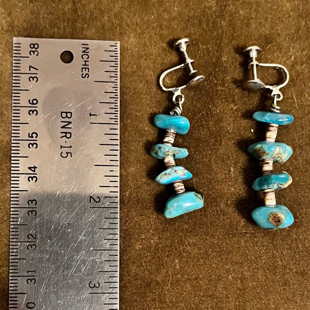 Vintage authentic Navajo turquoise earrings.